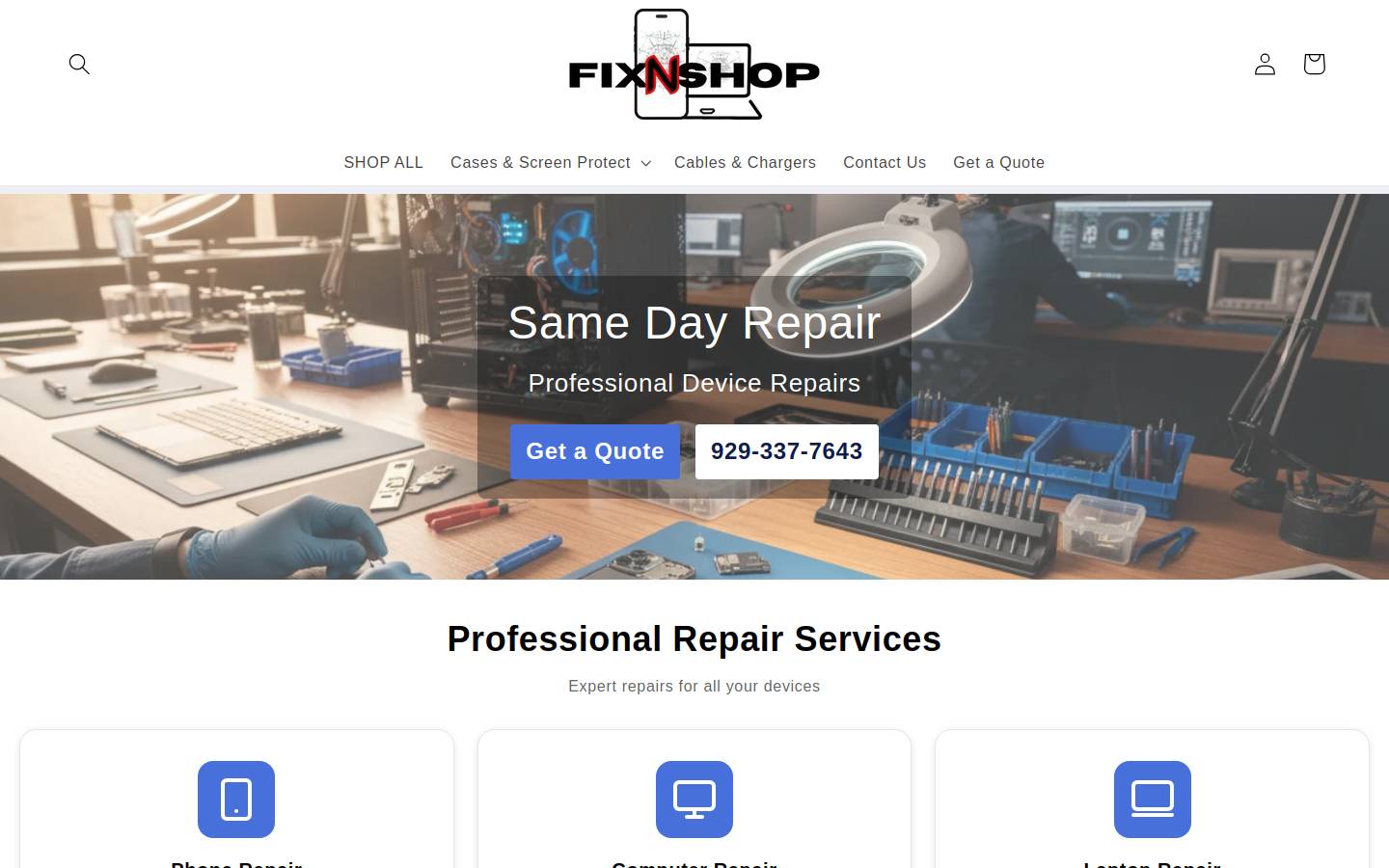 fixnshop.com homepage screenshot