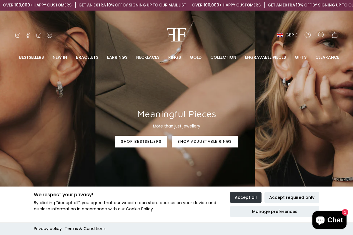 FIYAH Jewellery homepage screenshot