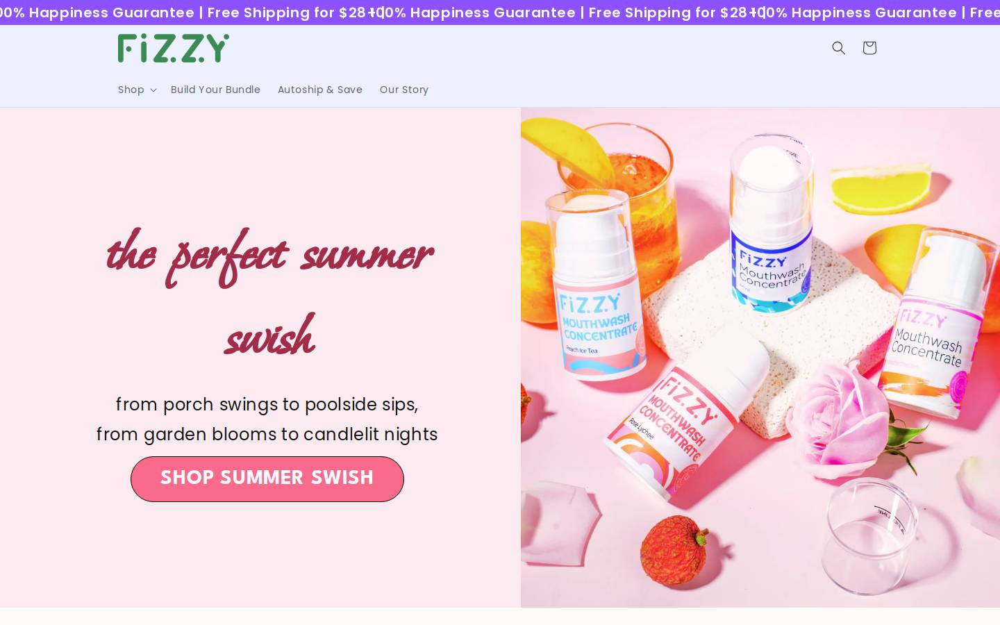 fizzyoral.com homepage screenshot
