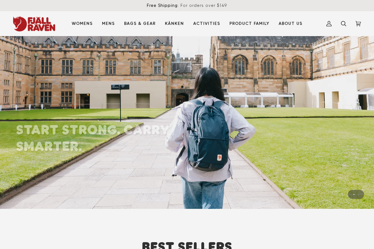 Fjällräven ANZ homepage screenshot