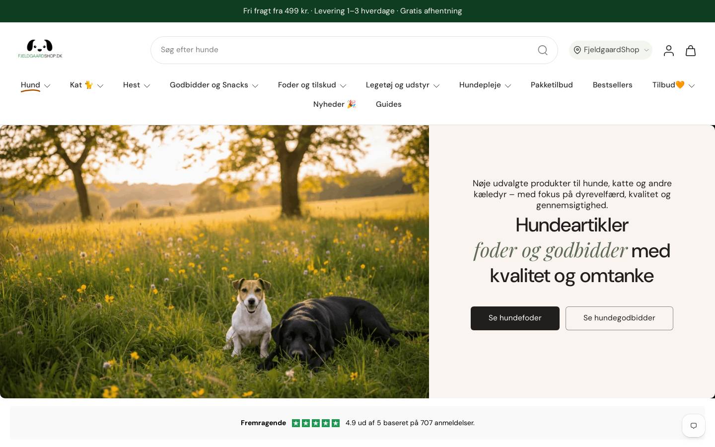 FjeldgaardShop.dk homepage screenshot