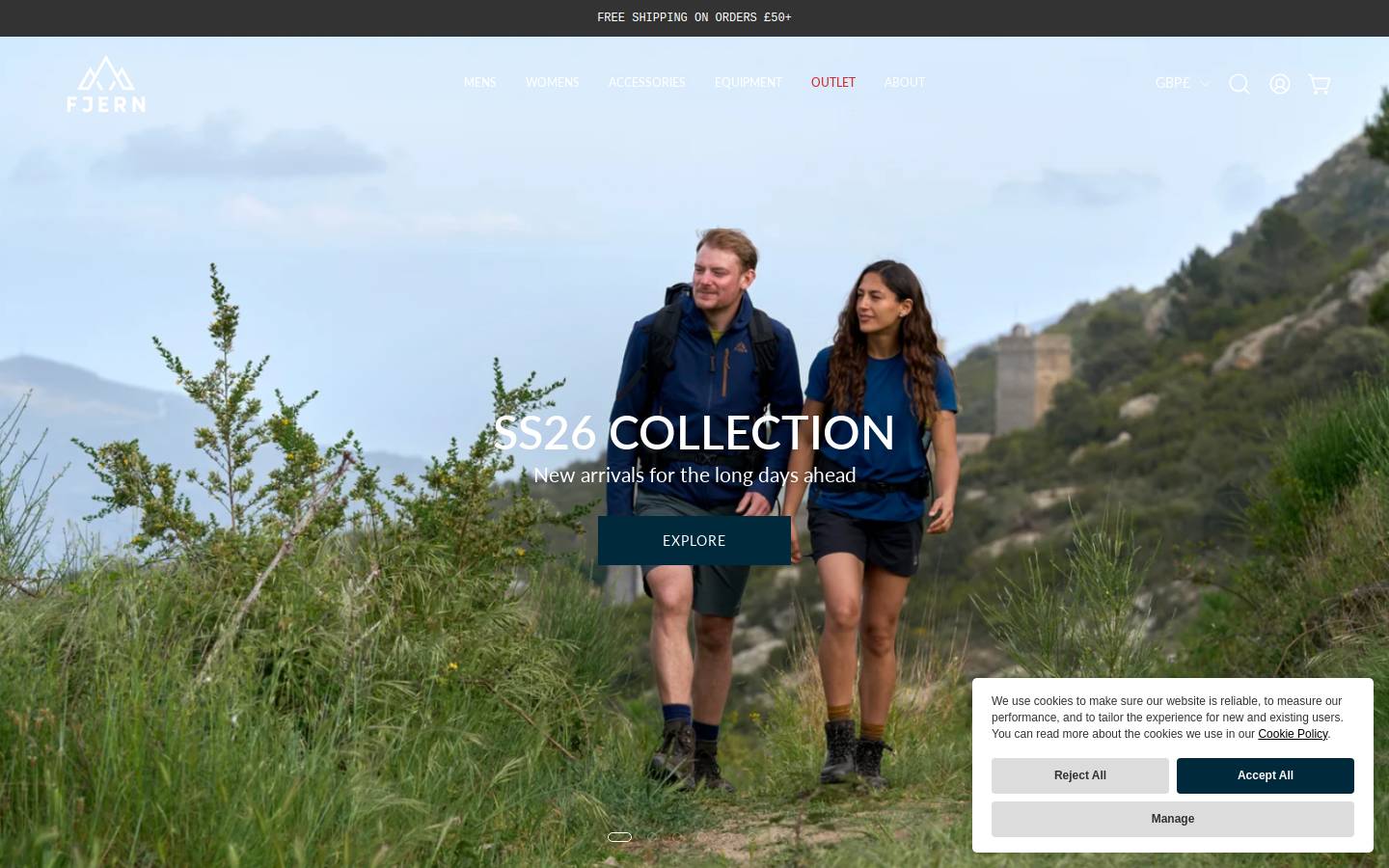 Fjern Outdoors homepage screenshot