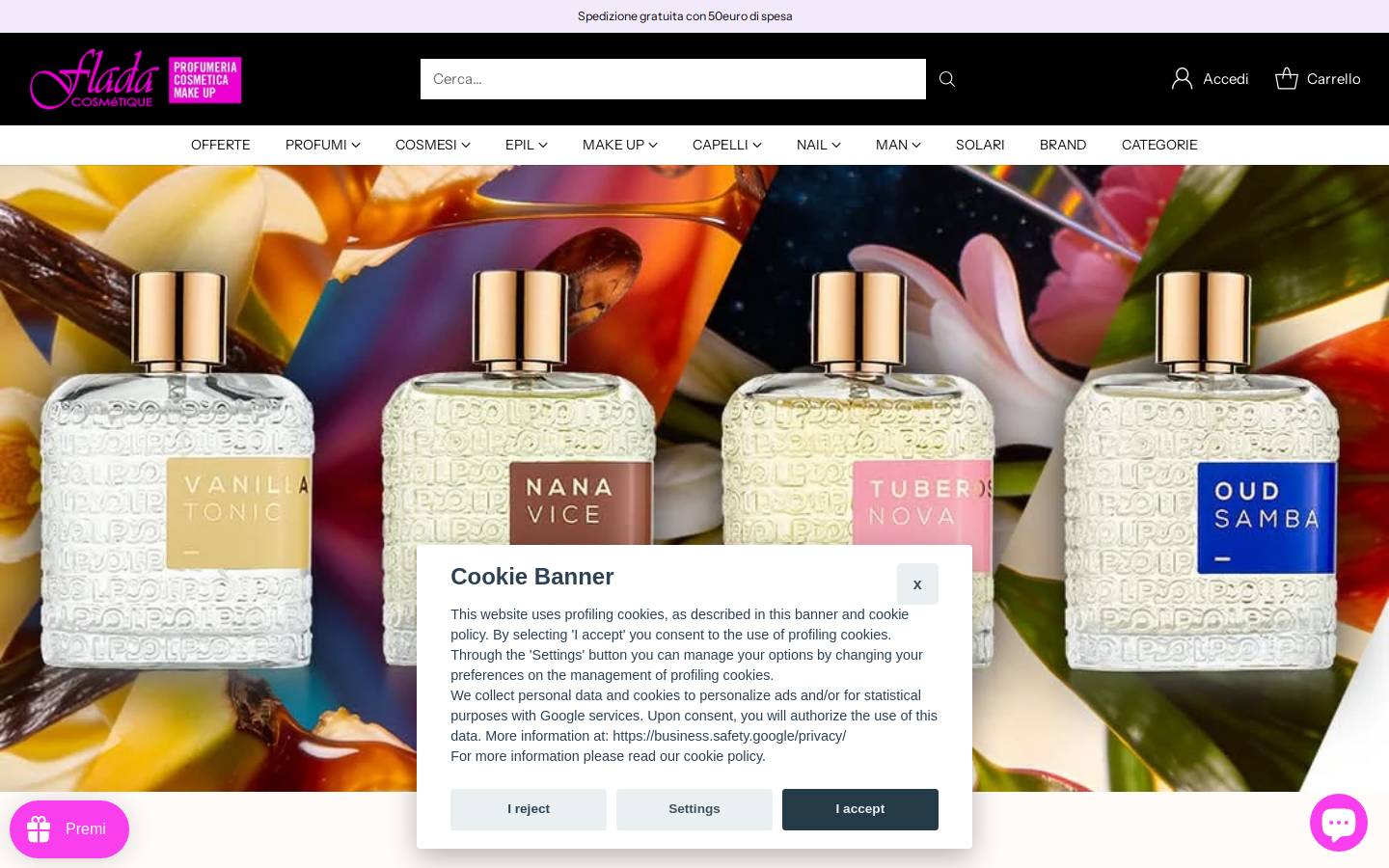 fladacosmetique.it homepage screenshot