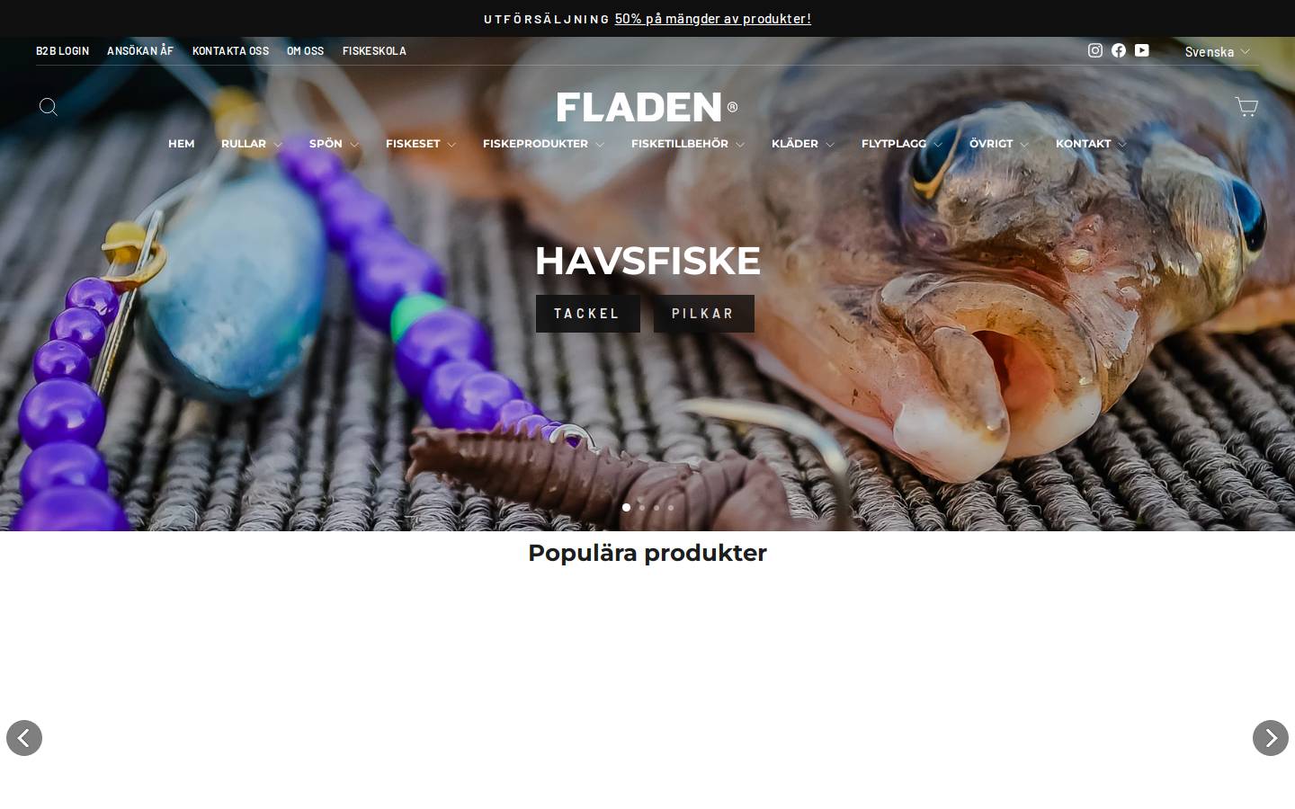 Fladen Fishing homepage screenshot