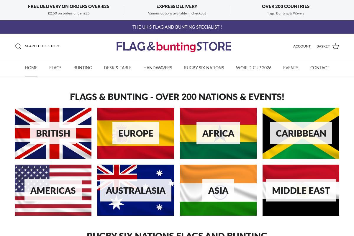 Flag and Bunting Store homepage screenshot