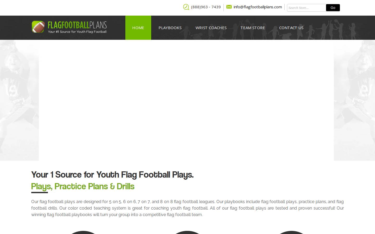 flagfootballplans.com homepage screenshot