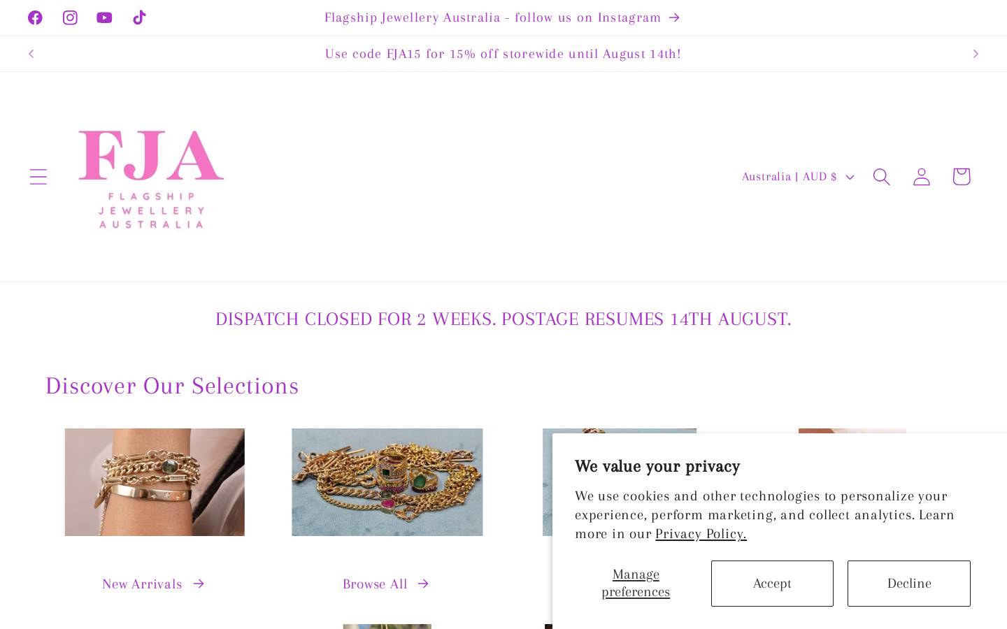 Flagship Jewellery Australia homepage screenshot