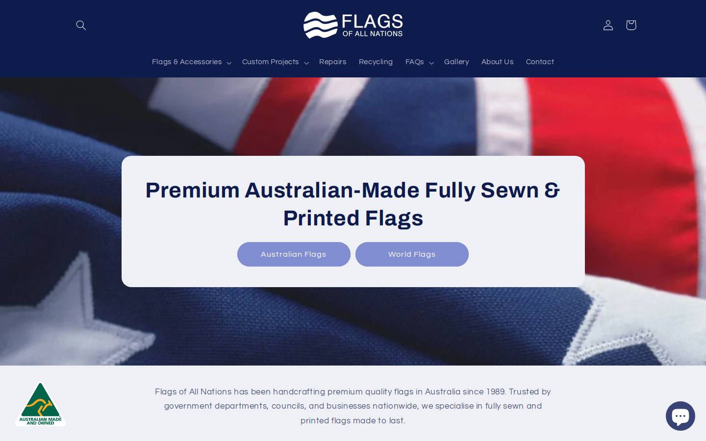 flagsofallnations.com.au homepage screenshot