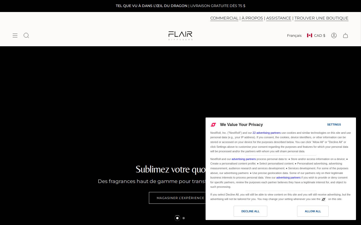 flairdiffusers.ca homepage screenshot
