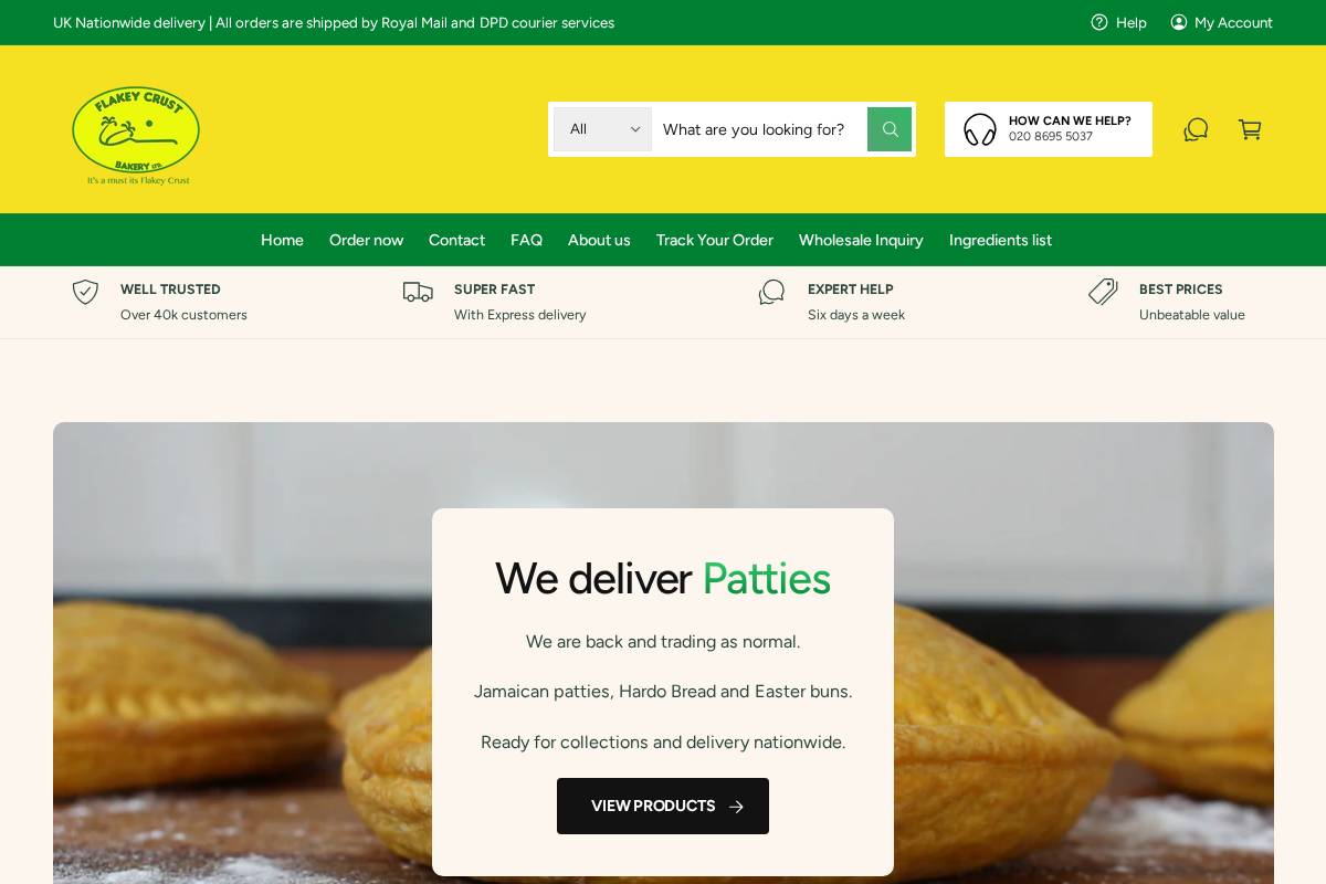flakeycrustbakery.co.uk homepage screenshot