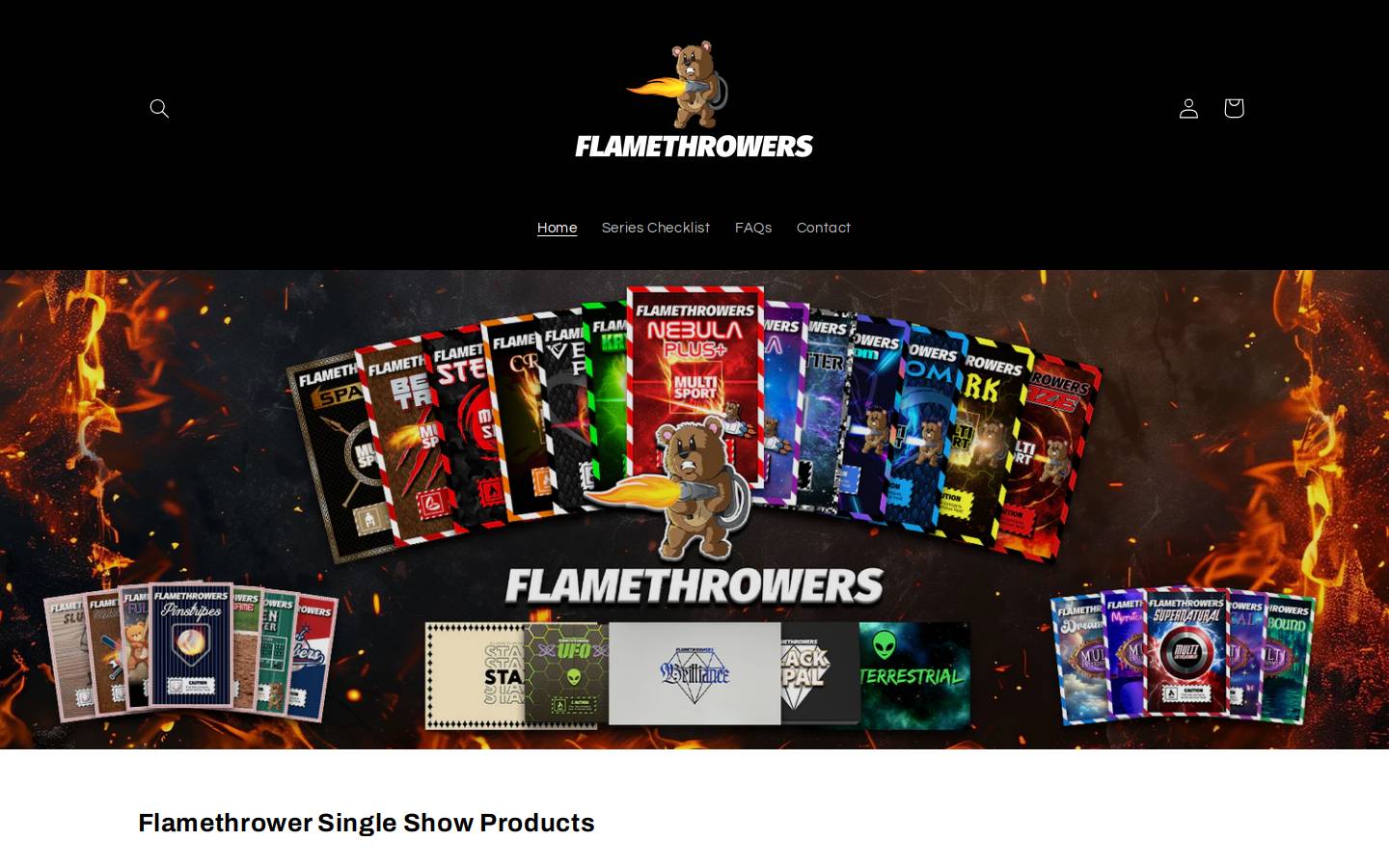 flamethrowercards.com homepage screenshot