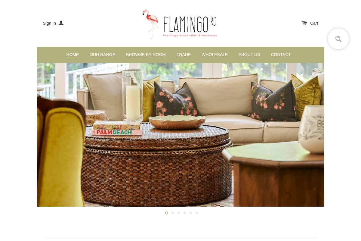 flamingordhomewares.com.au homepage screenshot