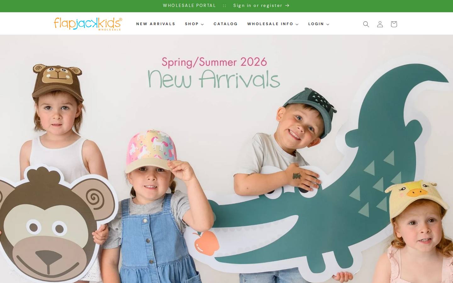 flapjackkidswholesale.com homepage screenshot