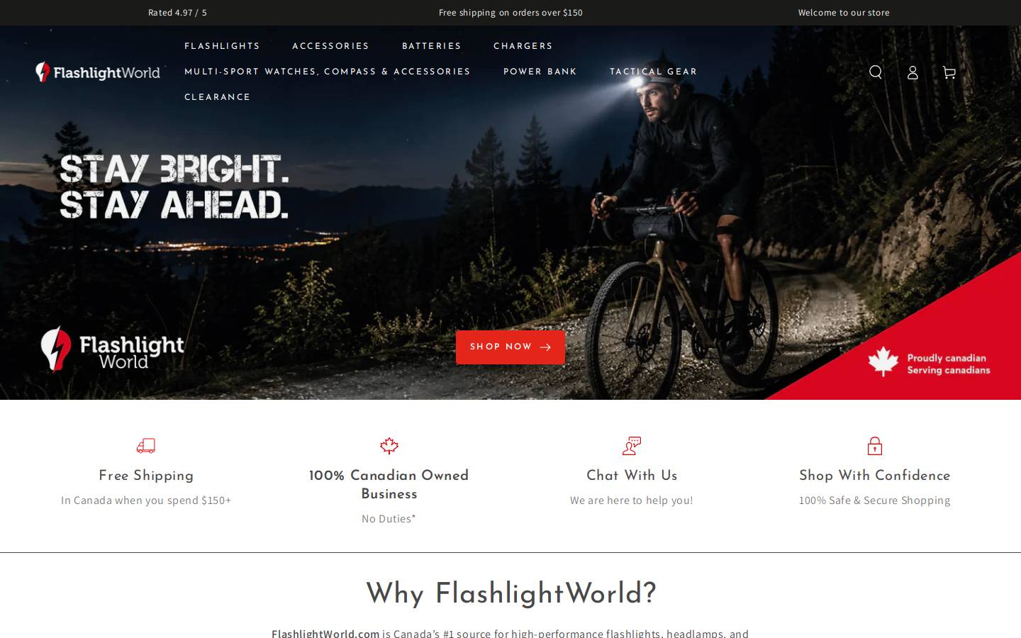 Flashlightworld homepage screenshot
