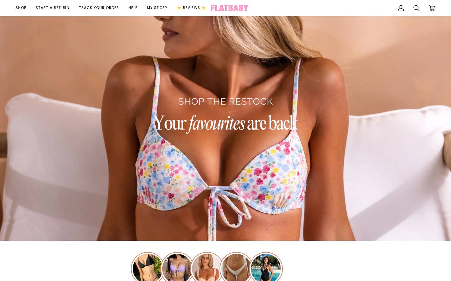 Flatbaby Swimwear homepage screenshot