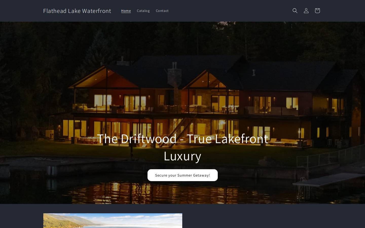 flatheadlakewaterfront.com homepage screenshot