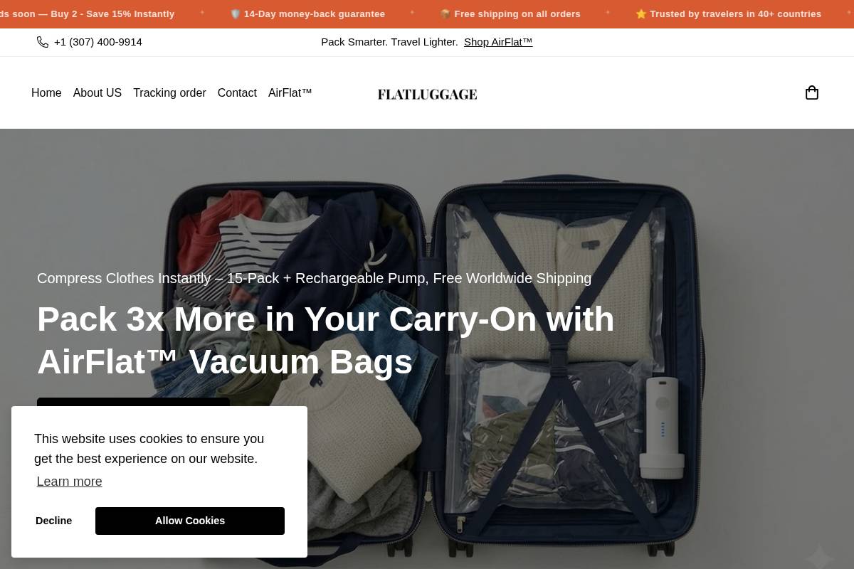 flatluggage.com homepage screenshot