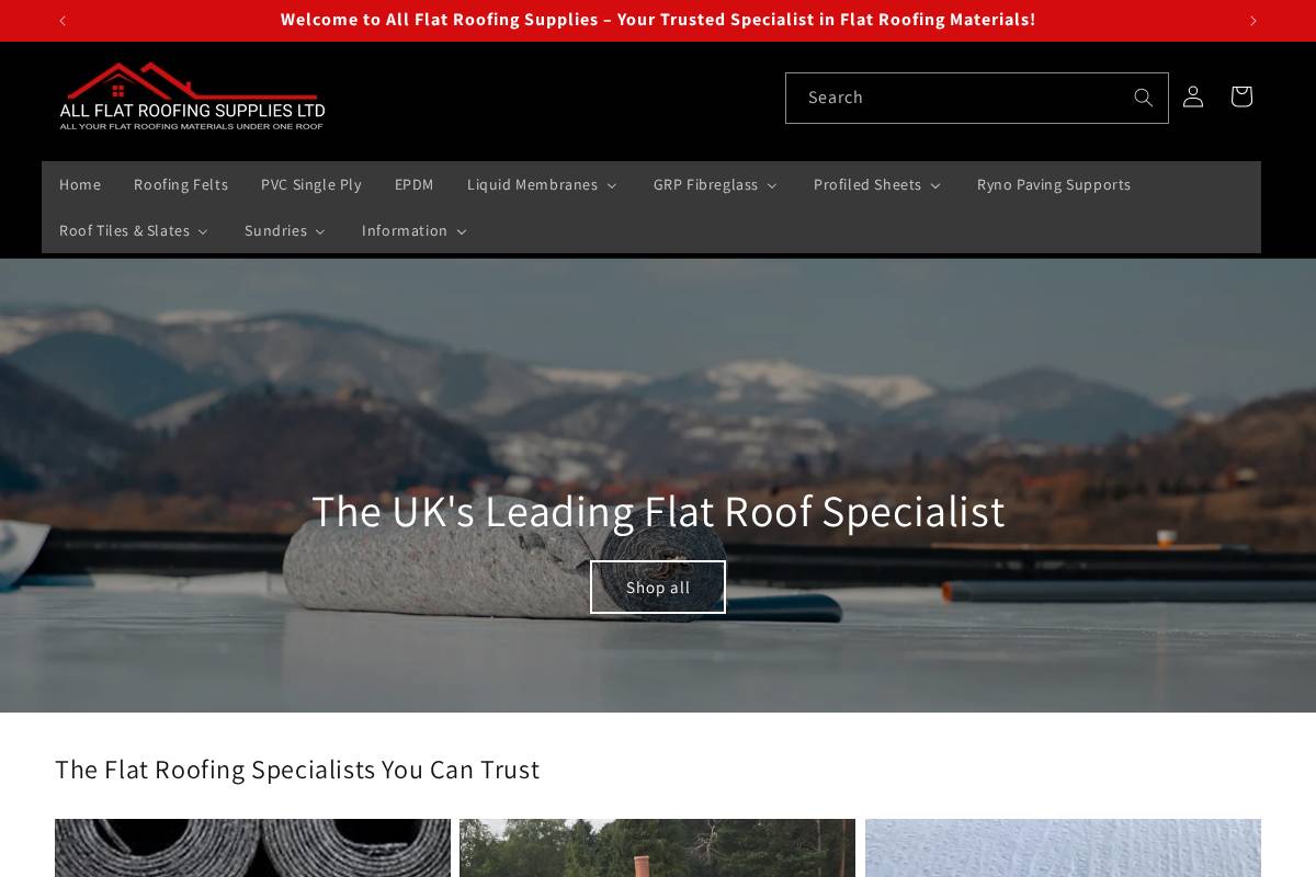 All Flat Roofing Supplies Ltd homepage screenshot
