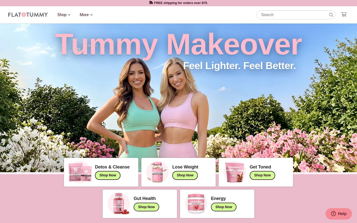 Flat Tummy Co homepage screenshot
