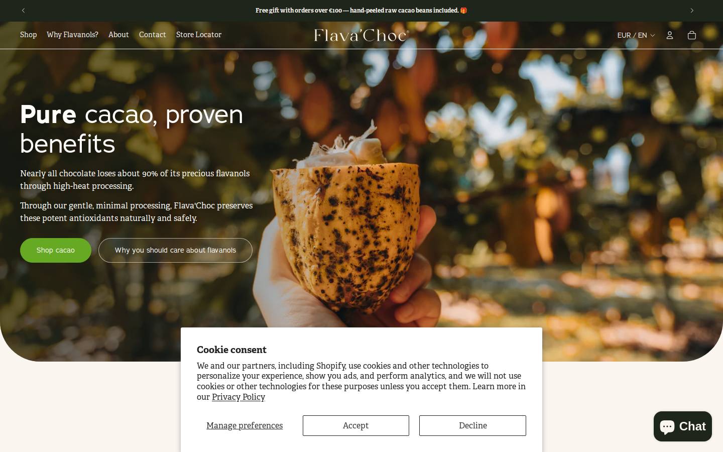Flava'choc homepage screenshot