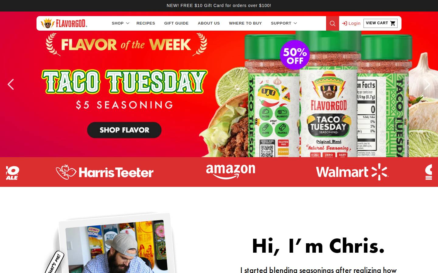 Flavor God Seasonings homepage screenshot