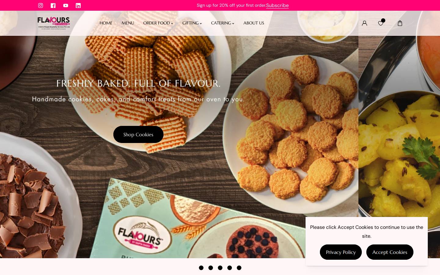 flavours-guptahospitality.com homepage screenshot