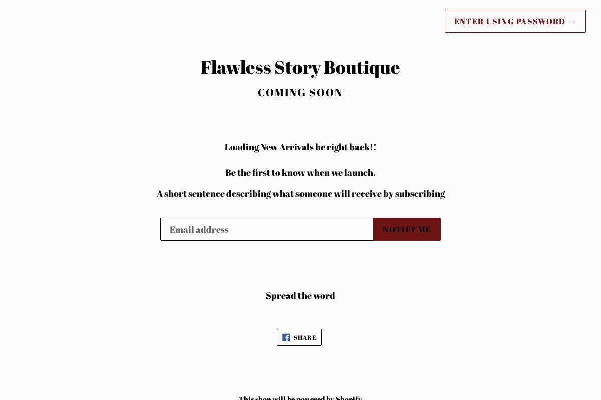 flawlessstory.com homepage screenshot