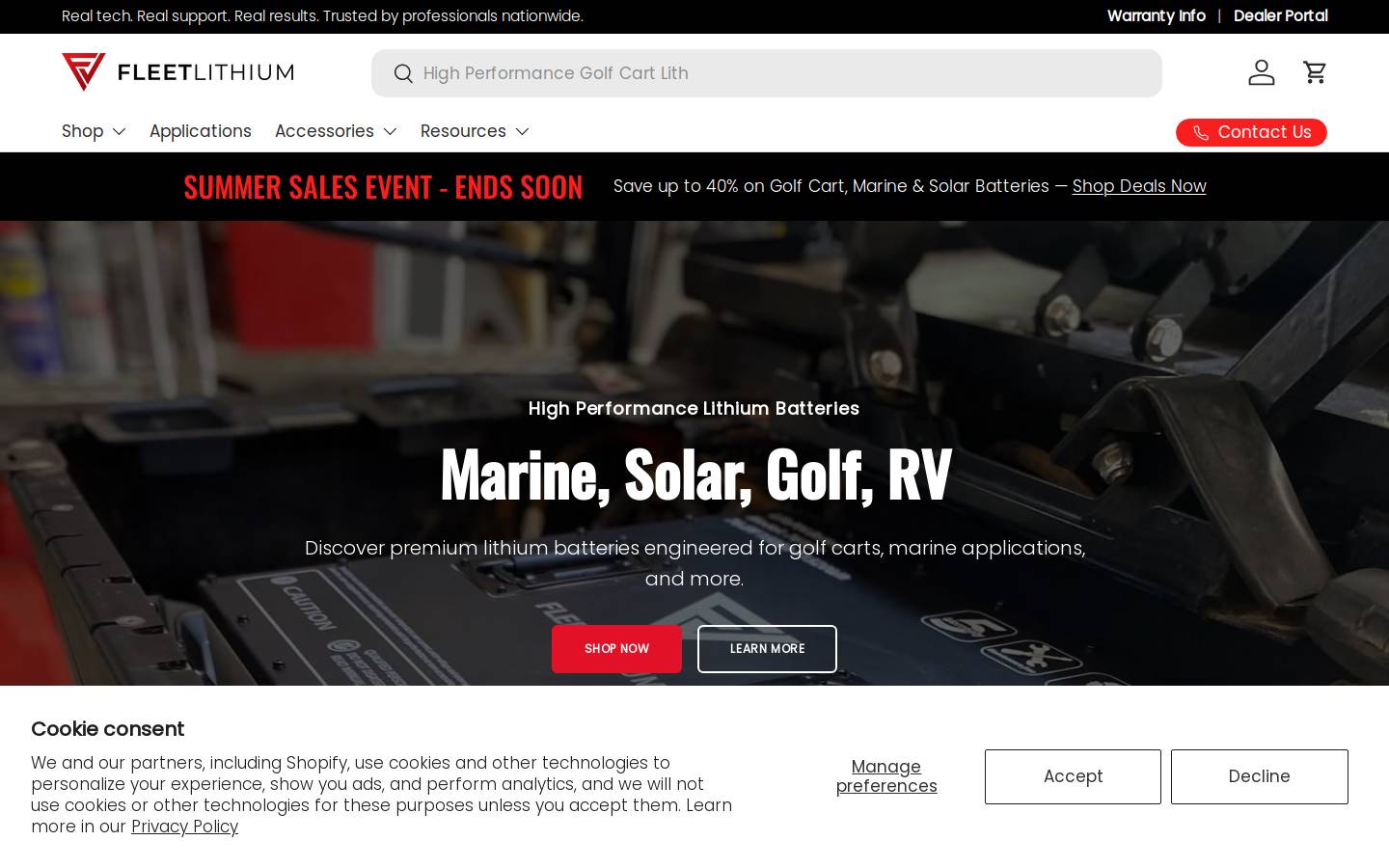 fleetlithium.com homepage screenshot
