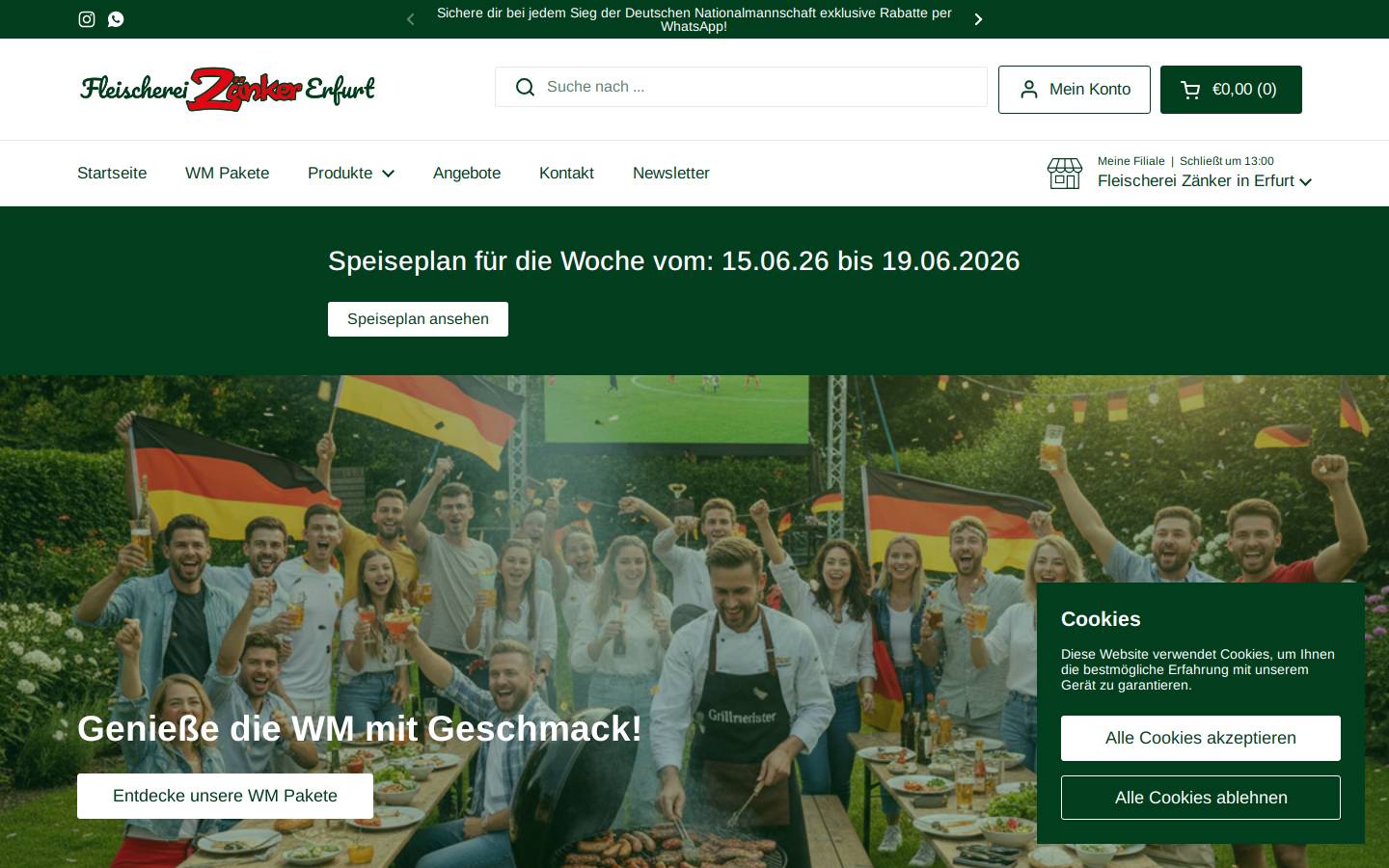 fleischerei-zaenker.de homepage screenshot
