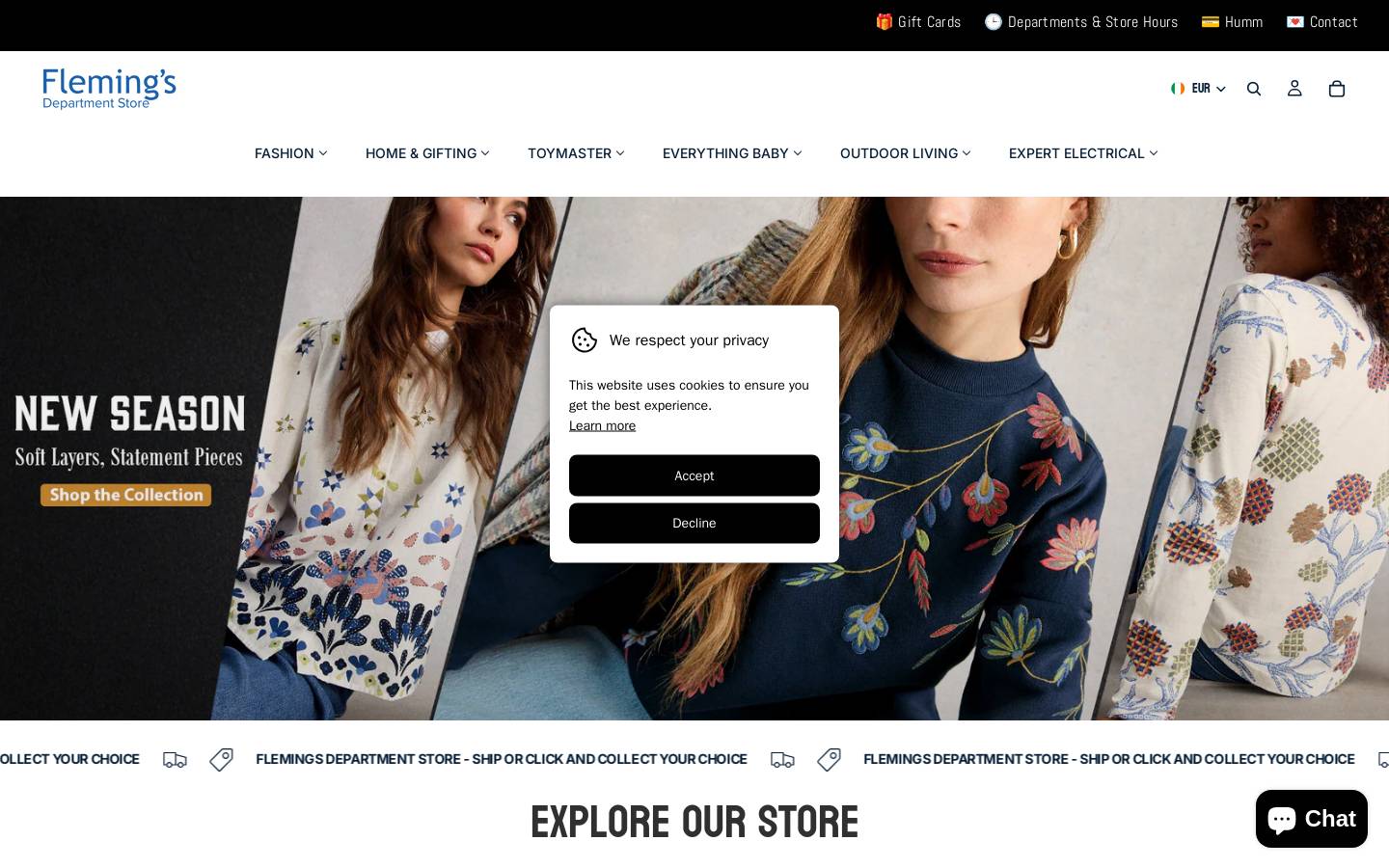 Flemings Department Store homepage screenshot