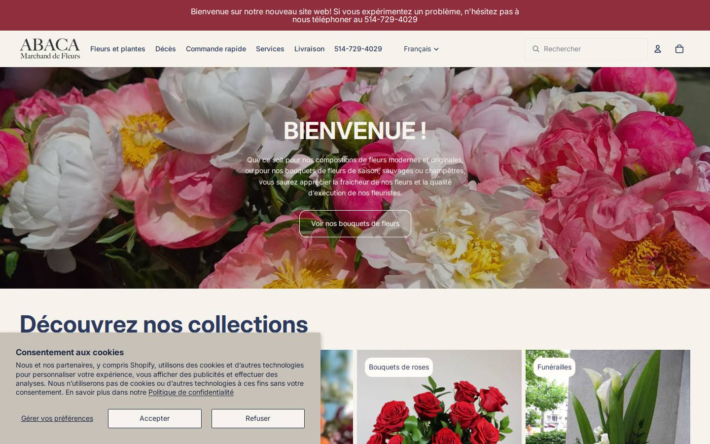 fleuristeabaca.com homepage screenshot
