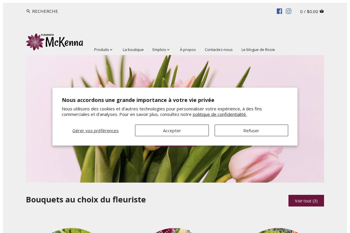 fleuristemckenna.ca homepage screenshot