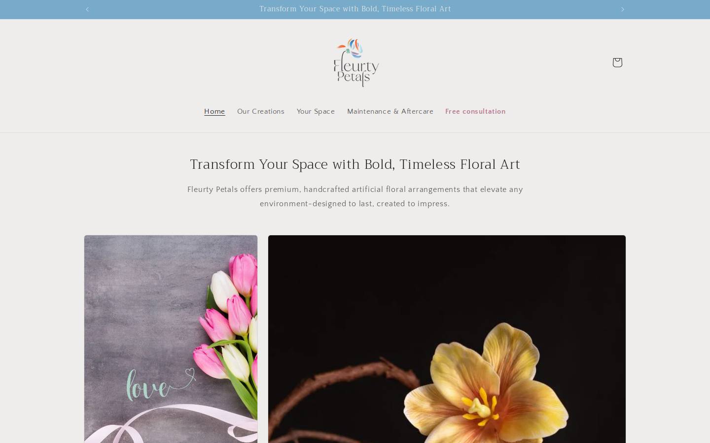 fleurtypetals.com homepage screenshot