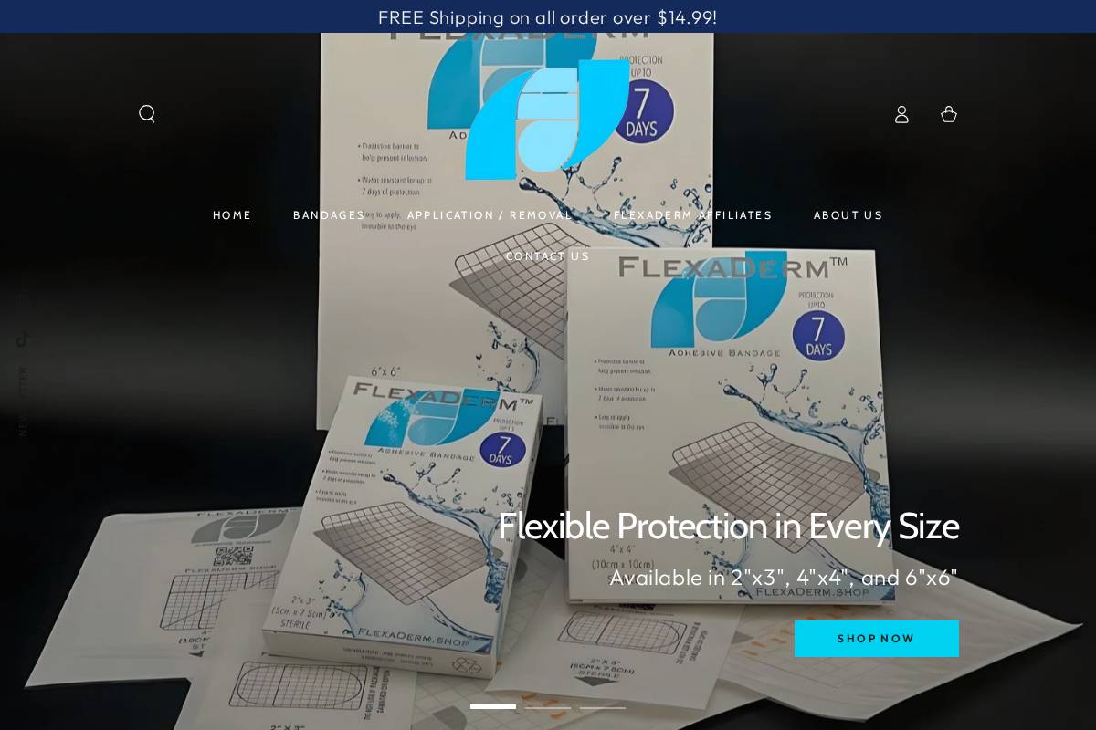 flexaderm.shop homepage screenshot