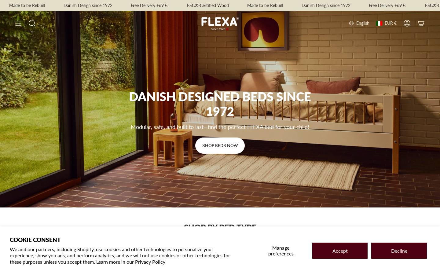 FLEXA homepage screenshot