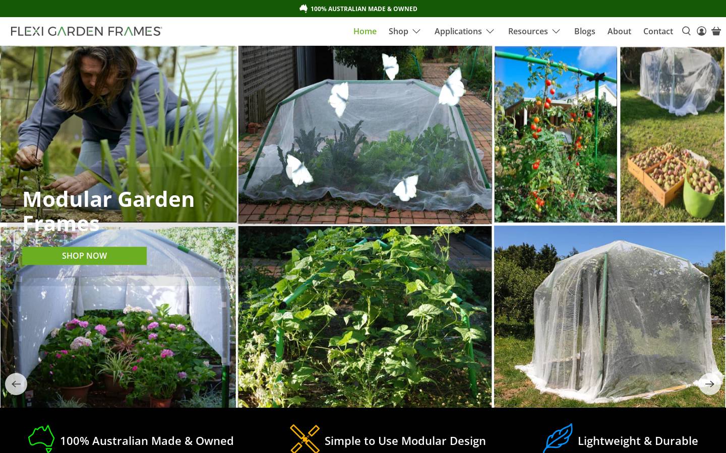 Flexi Garden Frames homepage screenshot