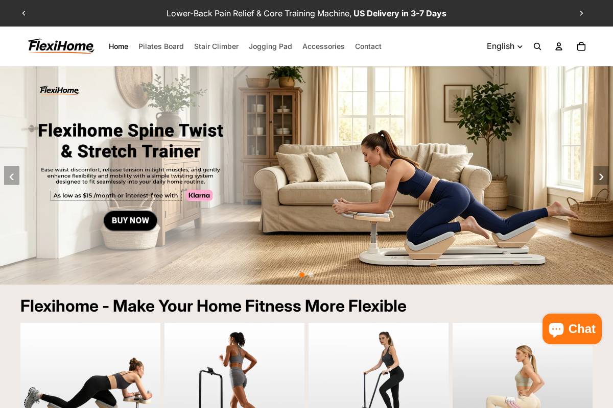 Flexihomefits homepage screenshot