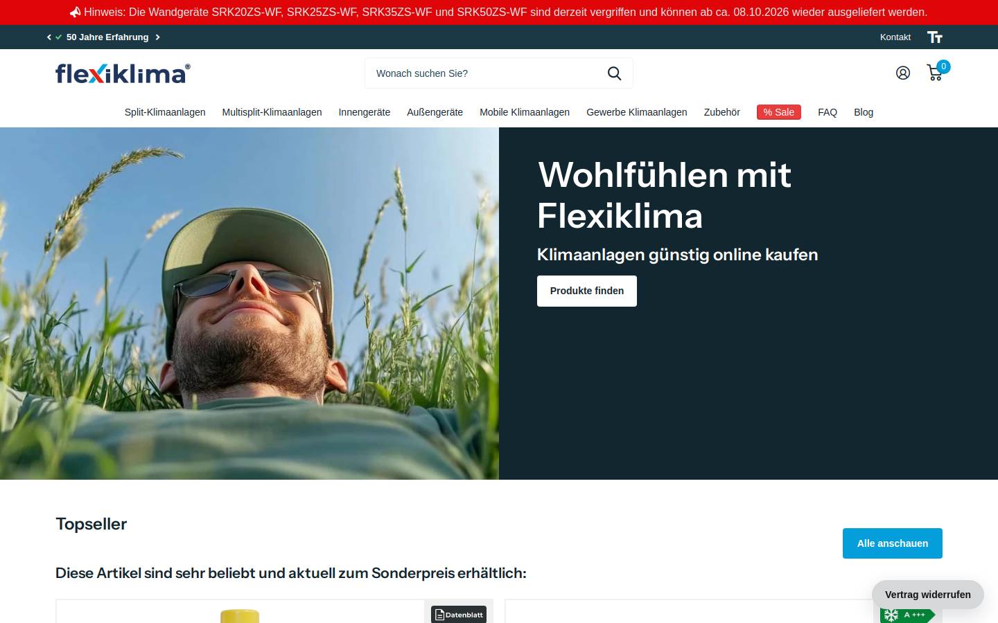 Flexiklima homepage screenshot