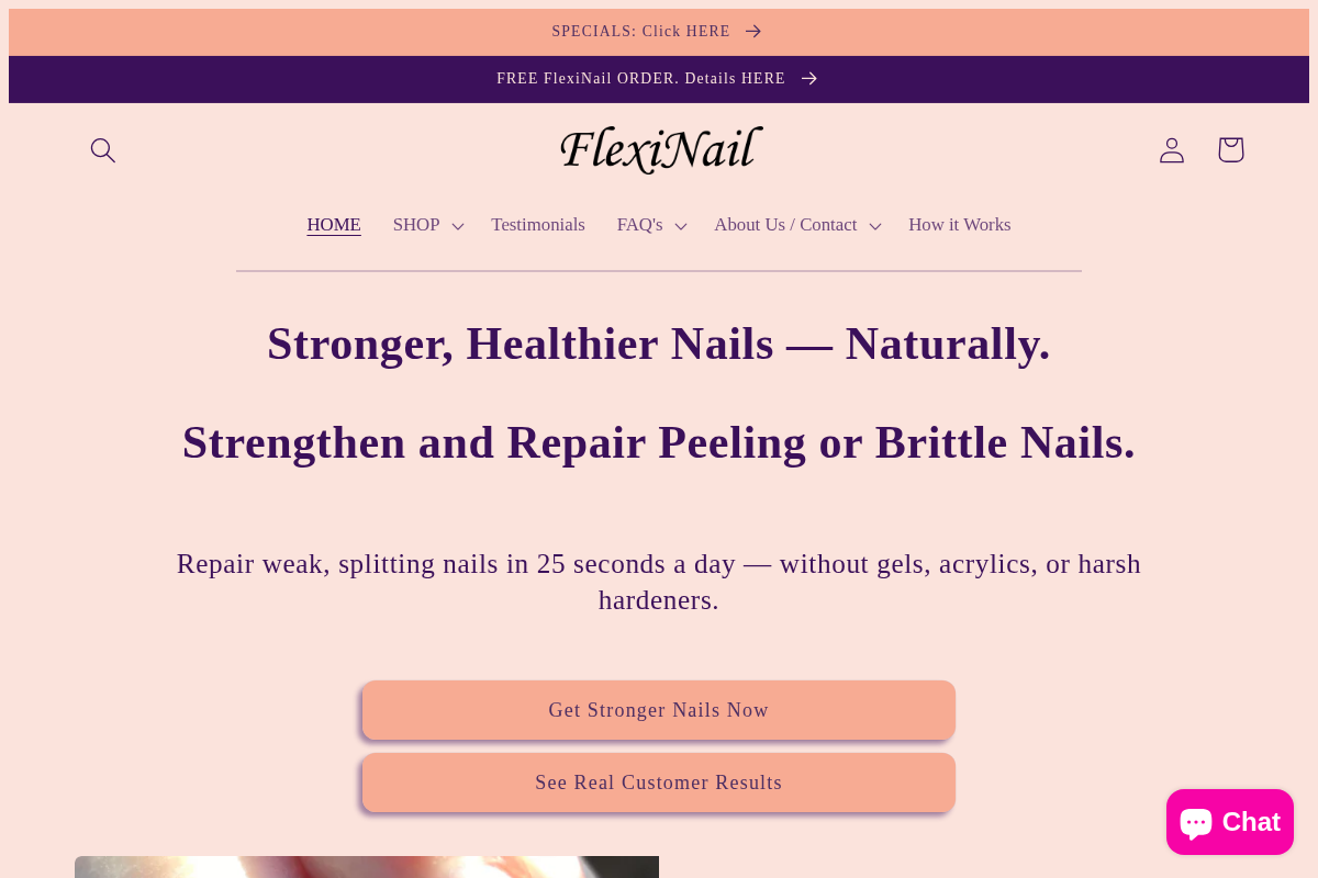 Flexinail homepage screenshot