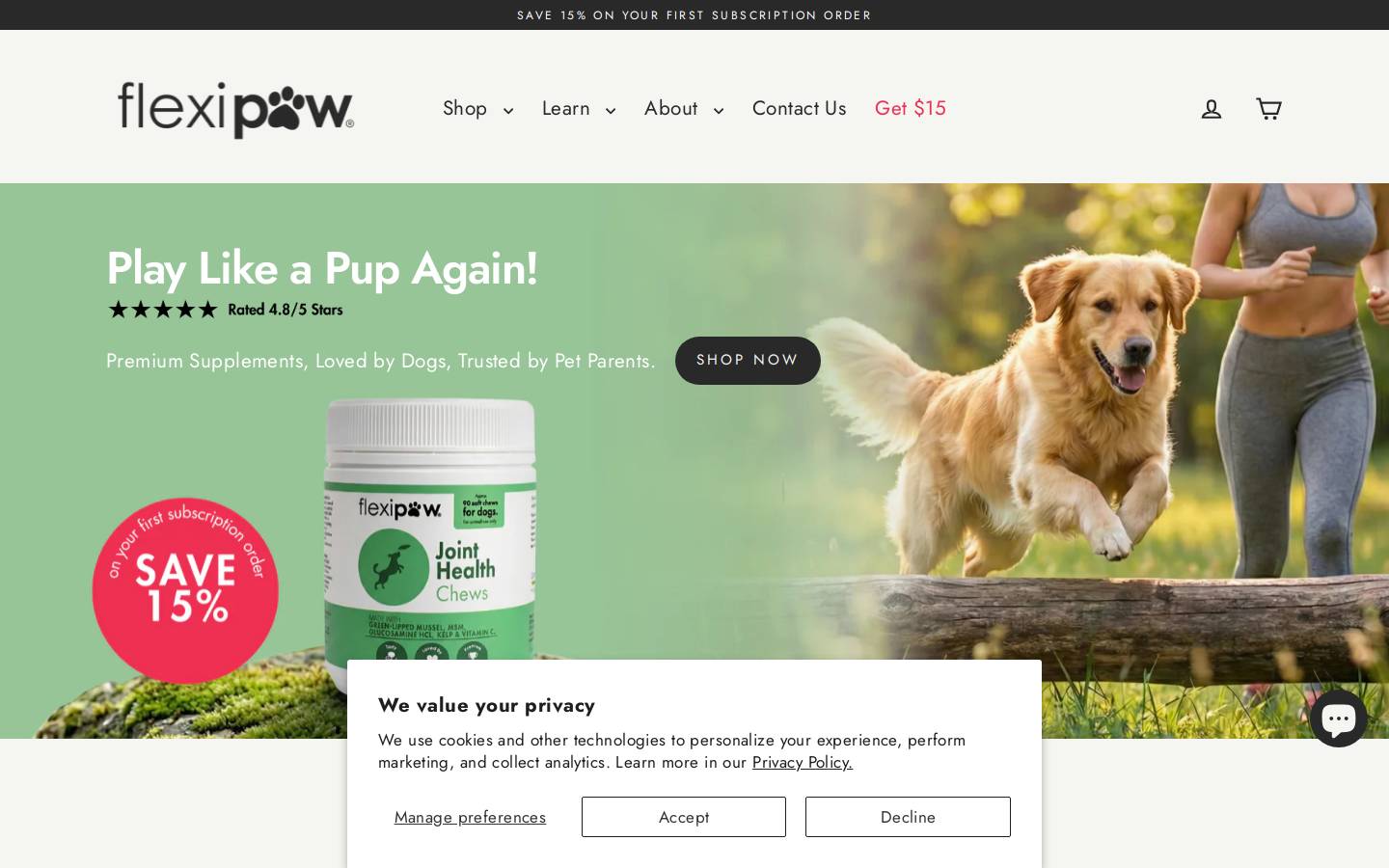 flexipaw.com homepage screenshot