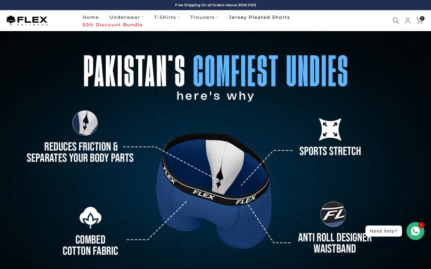 Flexknitwear homepage screenshot