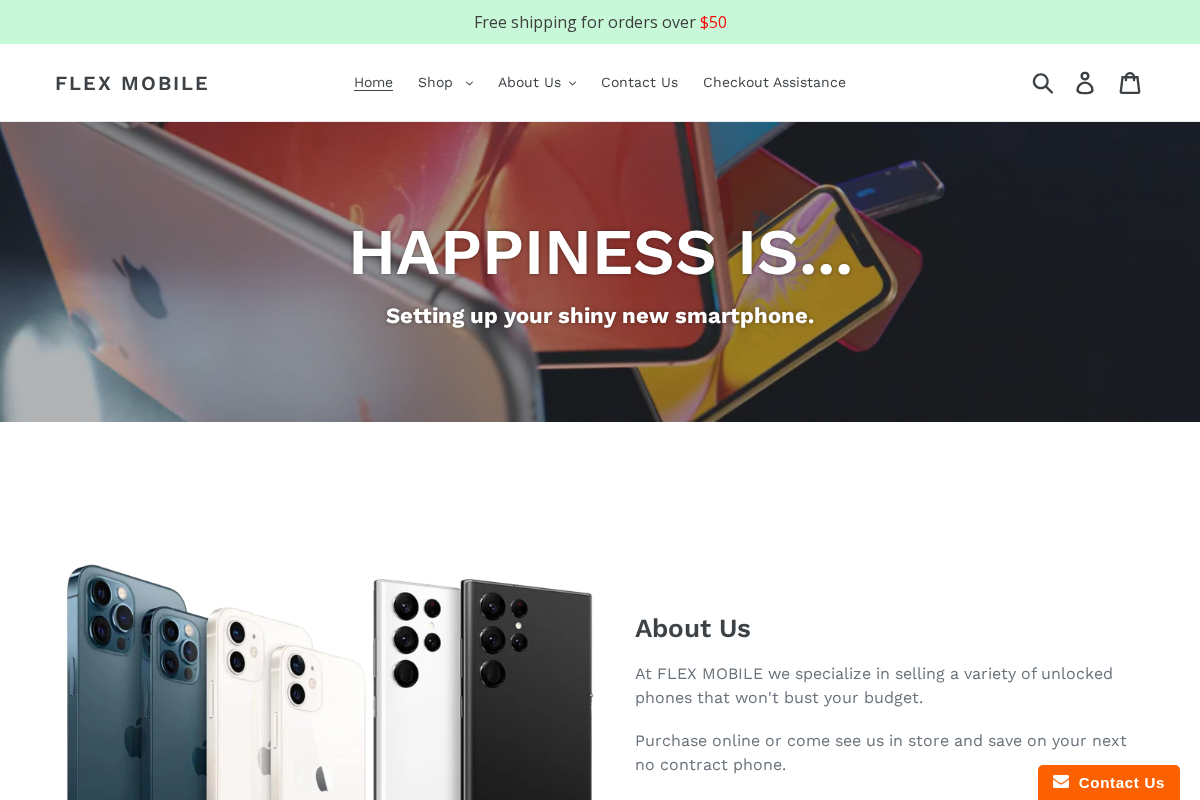 Flex Mobile homepage screenshot