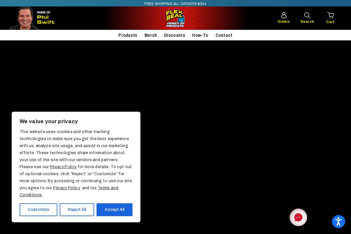 Flex Seal homepage screenshot