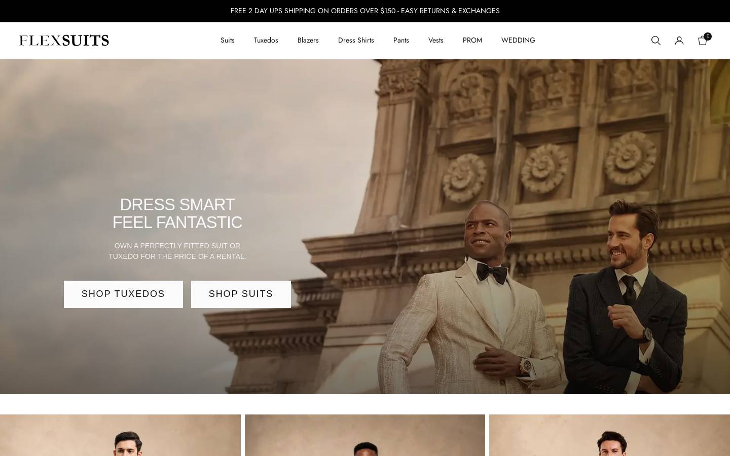 Flex Suits homepage screenshot