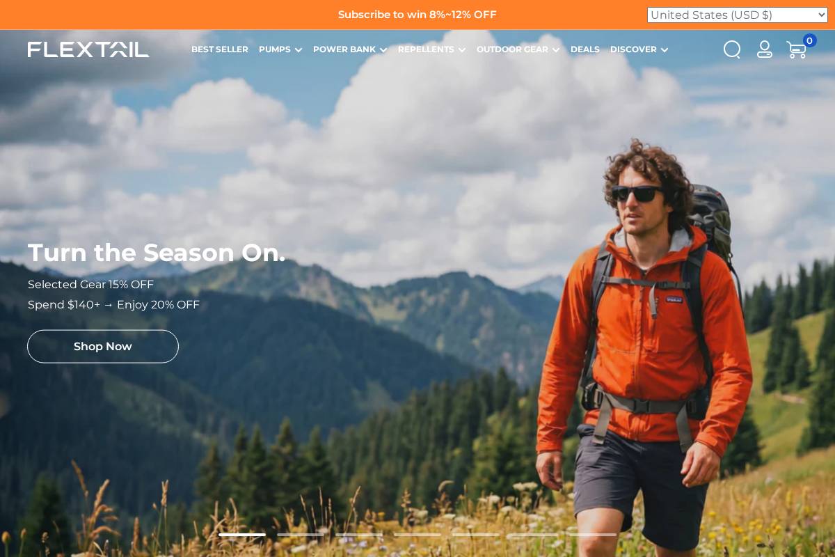 Flextail homepage screenshot