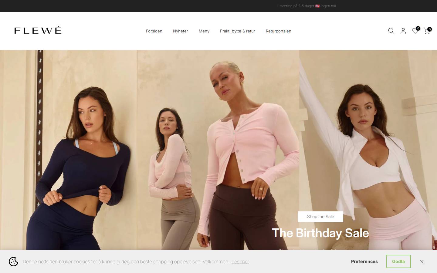 Flexwear.no homepage screenshot
