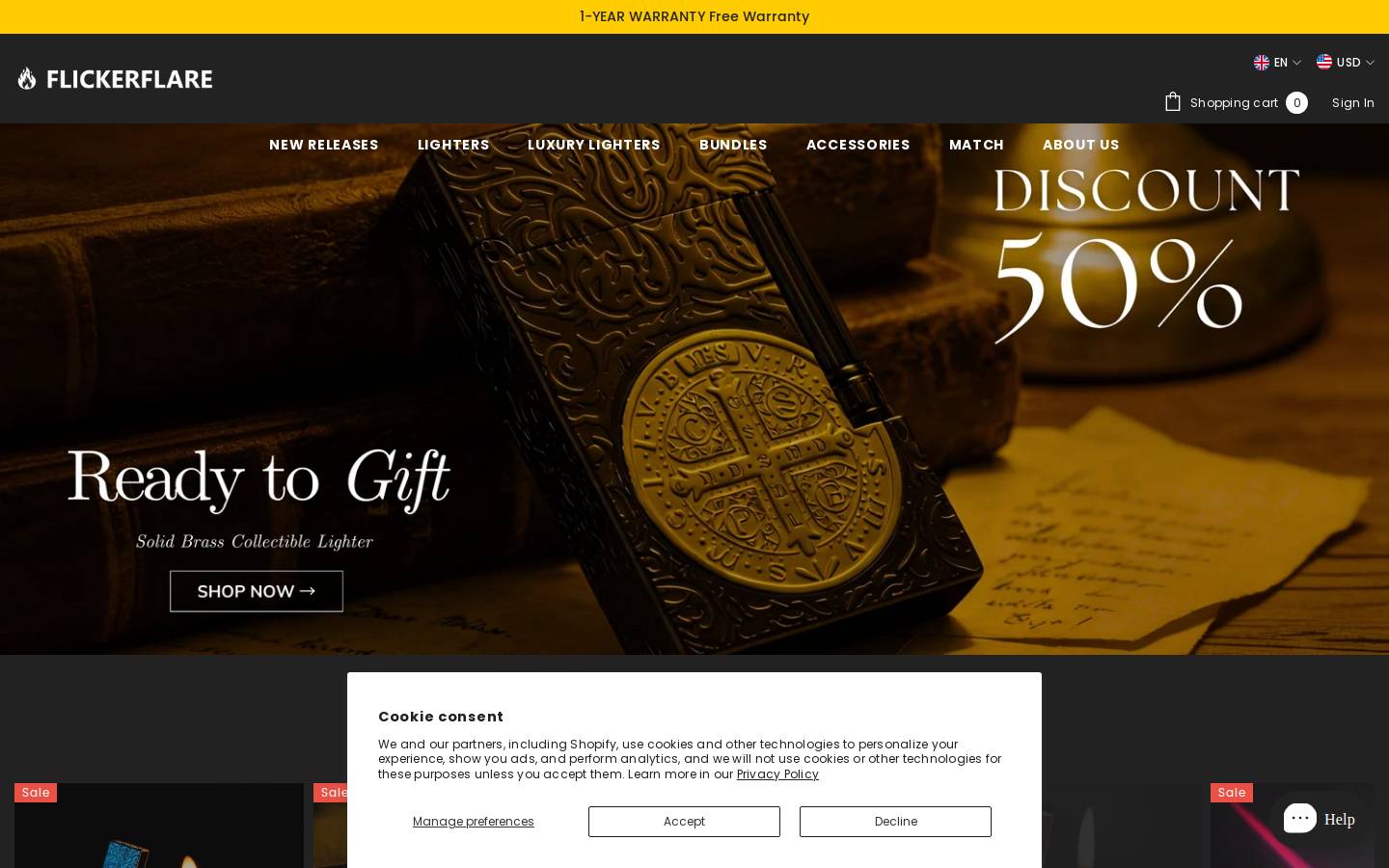 flickerflare.com homepage screenshot