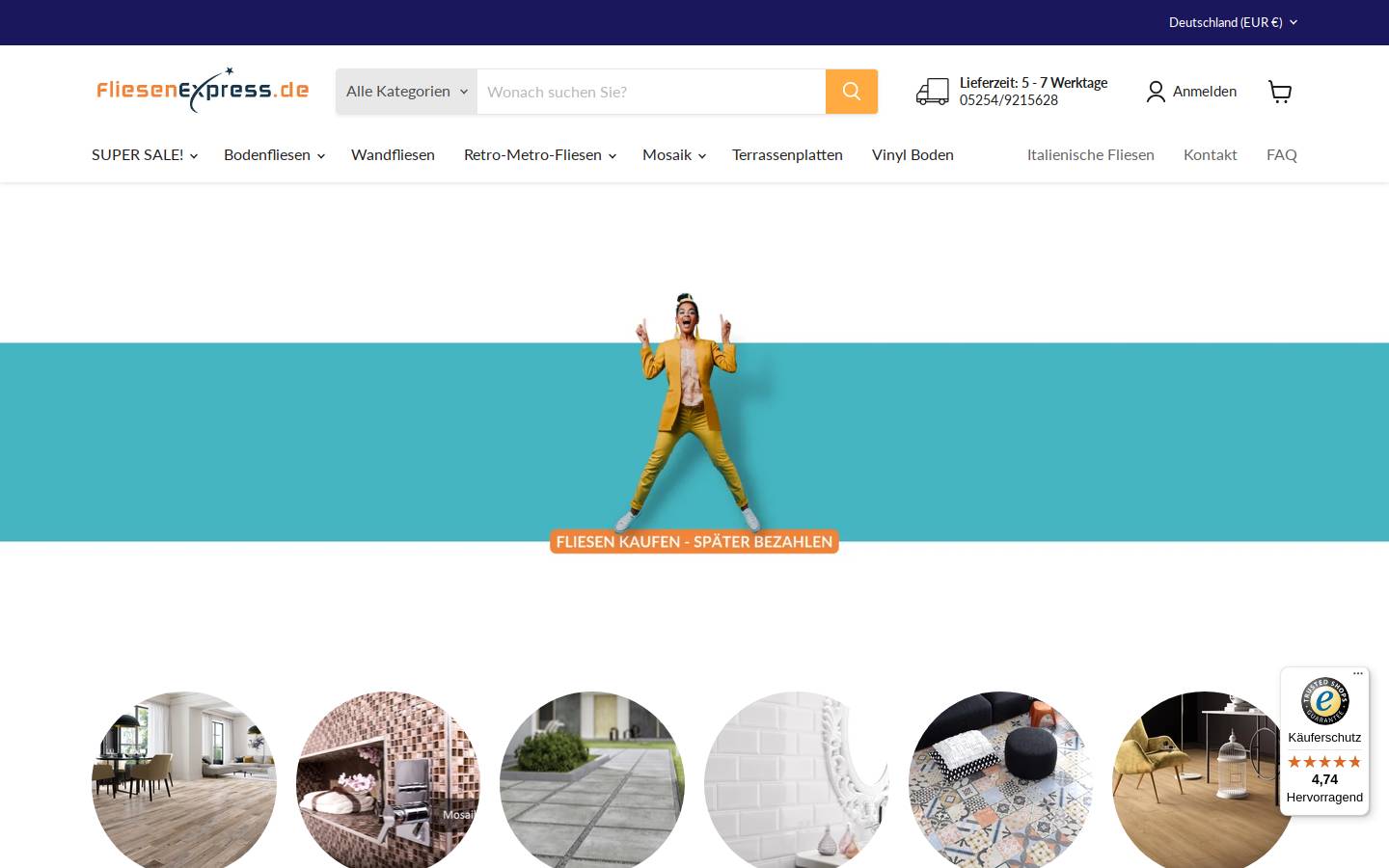 Fliesenexpress homepage screenshot