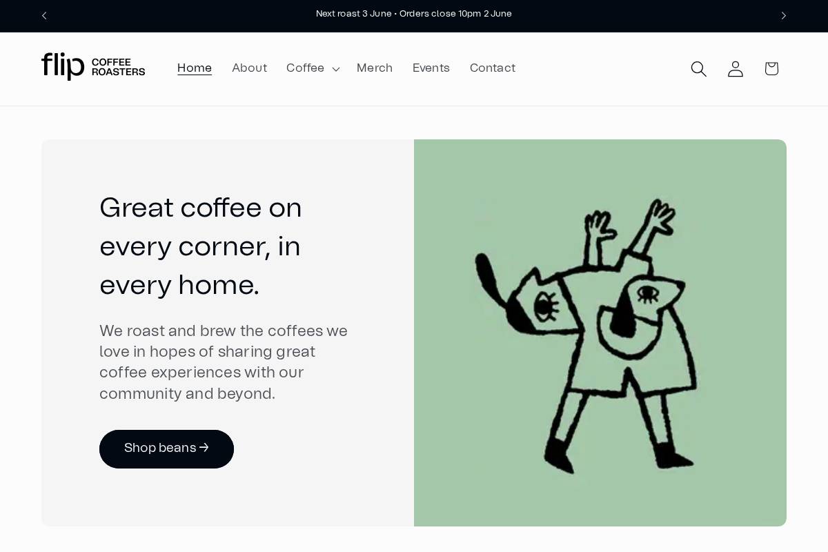 flipcoffeeroasters.com homepage screenshot