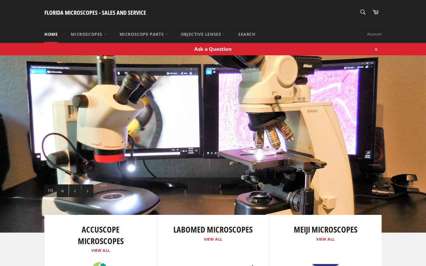 flmicroscopes.com homepage screenshot